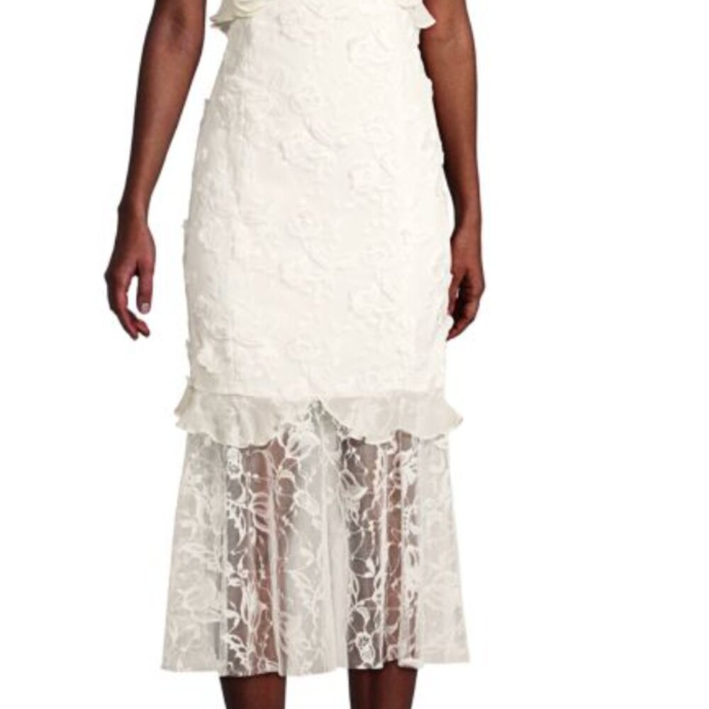 Sachin & Babi White Milan Midi Embroidered Lace Dress